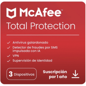 Antivirus McAfee Total Protection 3 Dispositivos - 1 Año